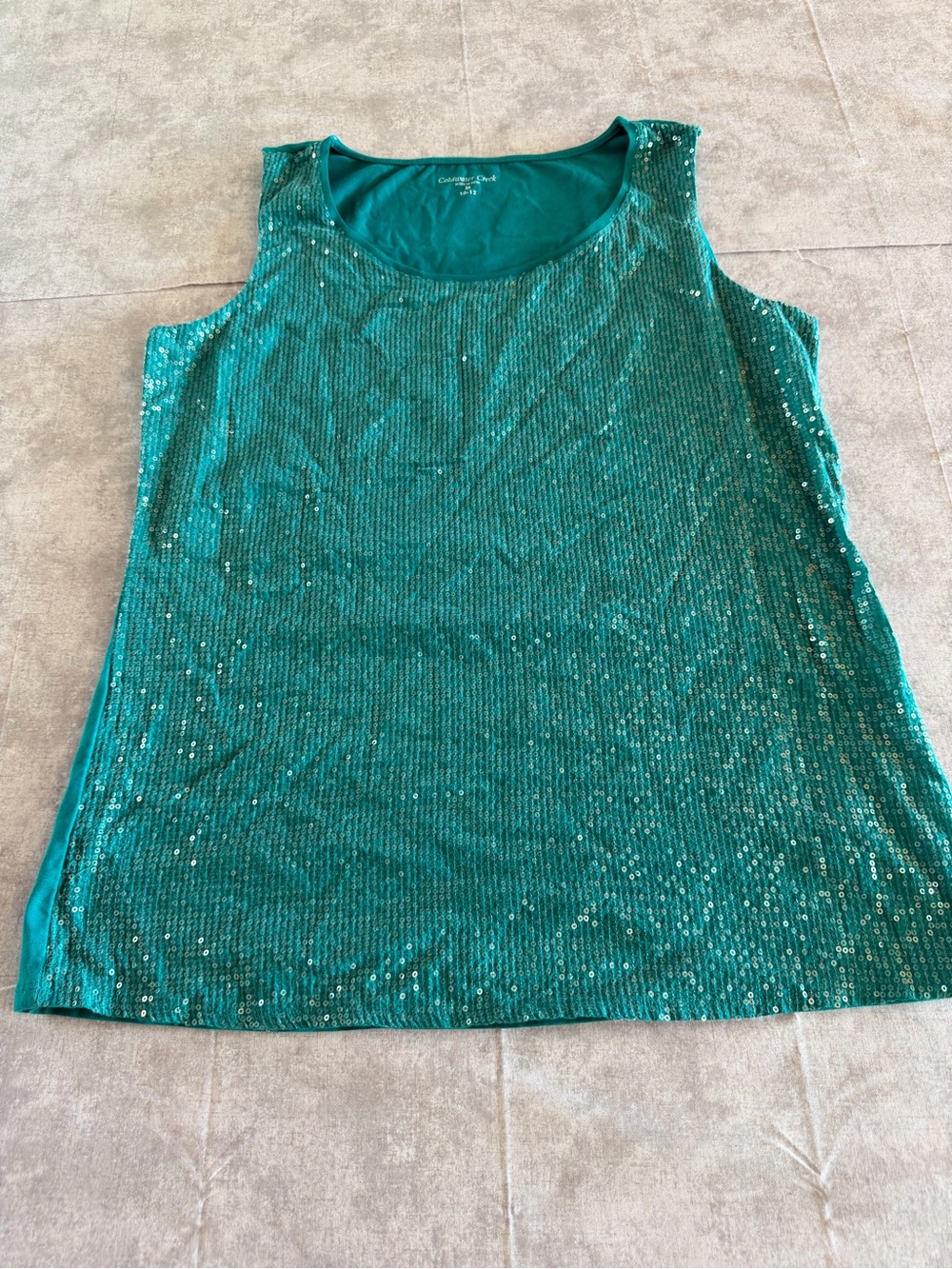 Cold Water Creek Shirt Womens Medium Tank With Clear Shiny Sequins